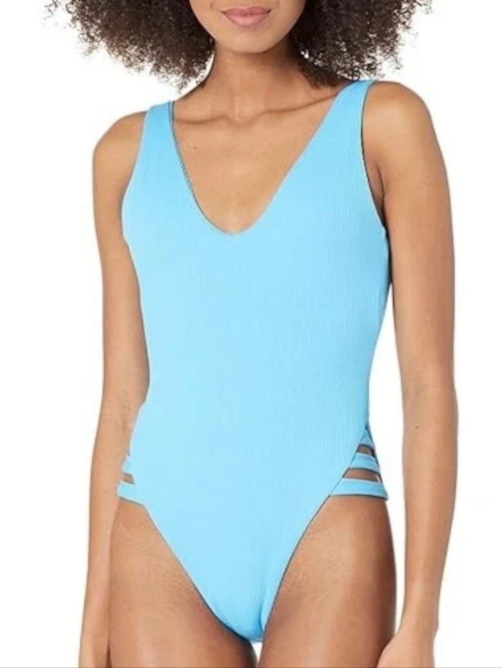 BECCA by Rebecca Virtue Fine Line Rib Sophie Strappy High Leg One-piece Swimsuit